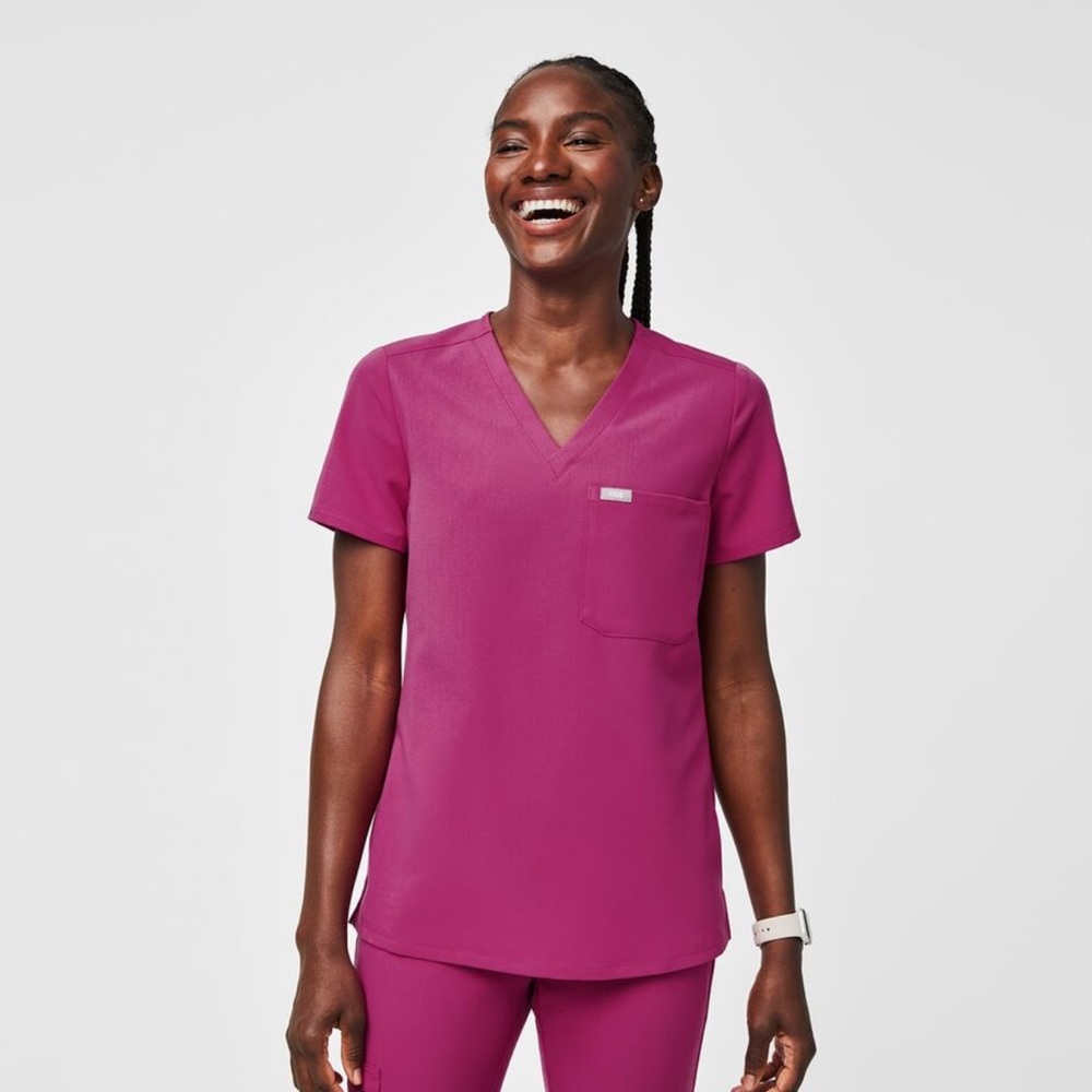 Figs Raspberry Sorbet Catalina Top and High Waisted Zamora Joggers Set Size M